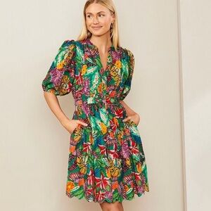 NWT Anthropologie Gibson Latimer Floral Eyelet Puff Sleeve Button Down Dress M